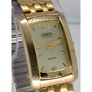 Elegant Prestige by Waltham Gold-Tone Quartz Watch with Rectangular Dial